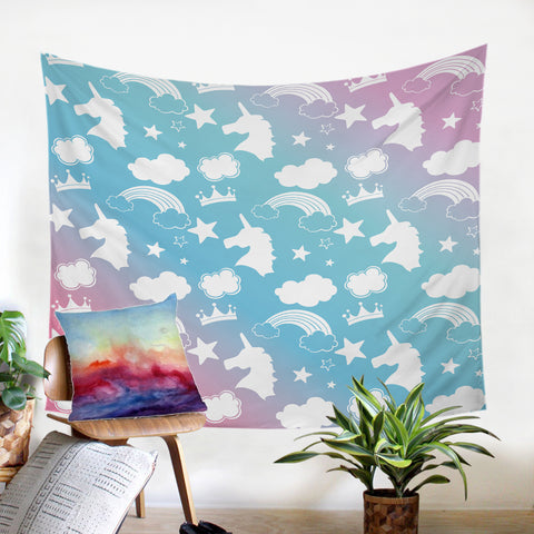 Image of Rainbow Unicorn Shapes SW1897 Tapestry
