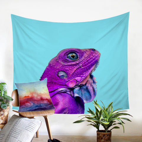 Image of 3D Purple Chameleon SW2418 Tapestry