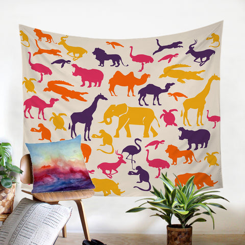 Image of Animal Colored Shadows SW1652 Tapestry