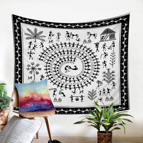 Image of Ancient Lifestyle White SW2178 Tapestry