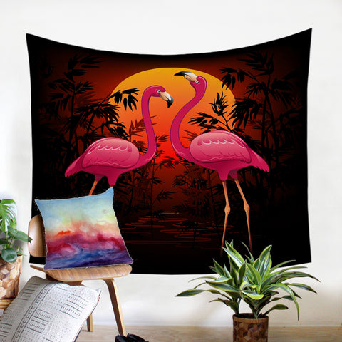 Image of Sunset Flamingos SW1617 Tapestry