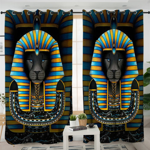Image of Lion Sacophagus 2 Panel Curtains