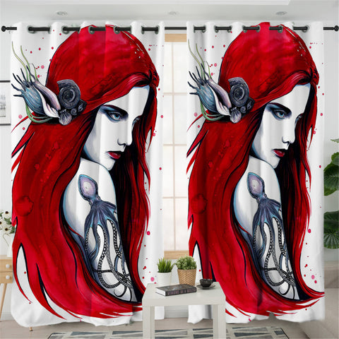 Image of 3D Realistic Mermaid 2 Panel Curtains