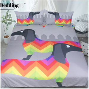 Cute Rainbow Dachshund Comforter Set - Beddingify