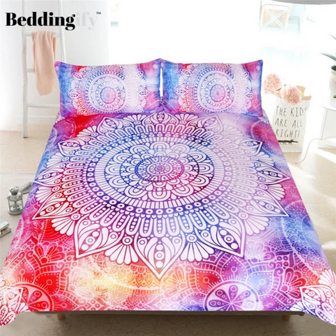 Image of Colorful Mandala Flower Comforter Set - Beddingify