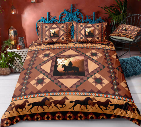 Image of Brown Cowboy Themed Bedding Set - Beddingify