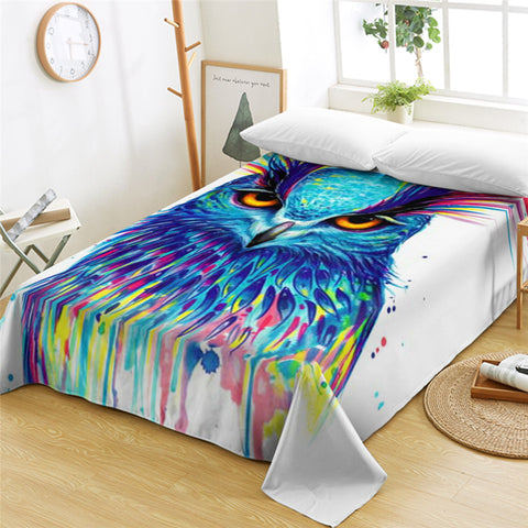 Image of Color Drip Owl Flat Sheet - Beddingify