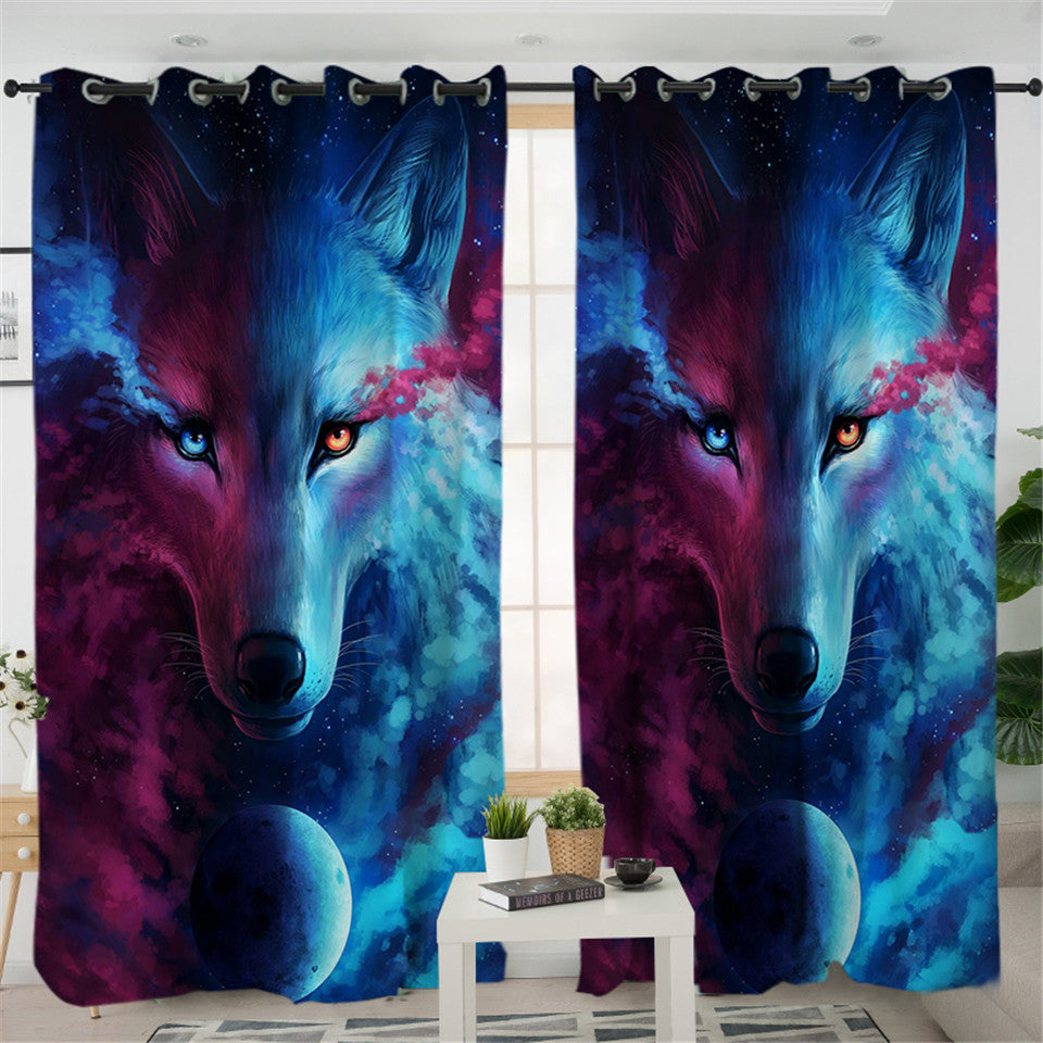 Cosmic Contrast Wolf 2 Panel Curtains