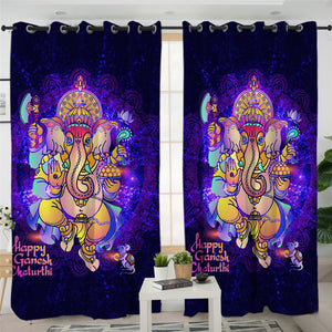 Ganesha Elephant 2 Panel Curtains