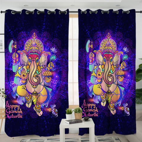 Image of Ganesha Elephant 2 Panel Curtains