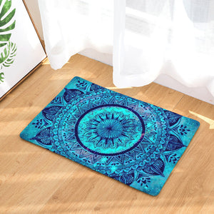 Mandala Wheel Turquoise Door Mat