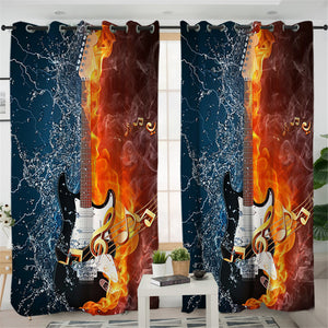 Electric Guitar 2 Panel Curtains