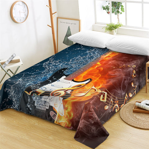 Image of Elemental Contrast White Rock Guitar Flat Sheet - Beddingify