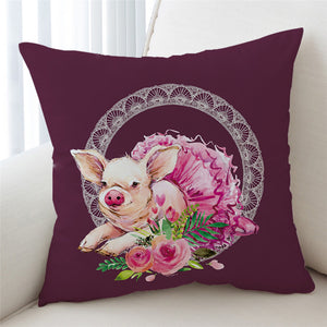 Rosy Pig Cushion Cover - Beddingify