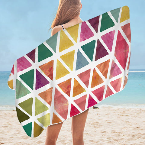 Image of Colorful Triangle Patterns Bath Towel