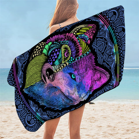 Image of Contrast Wolf Bath Towel