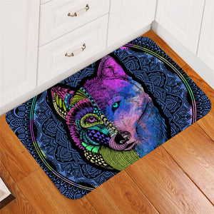 Contrast Wolf Mandala Door Mat