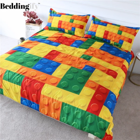 Image of Dot Building Block Print Comforter Set - Beddingify