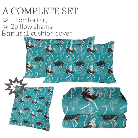 Image of 4 Pieces Ostric Teal Comforter Set - Beddingify