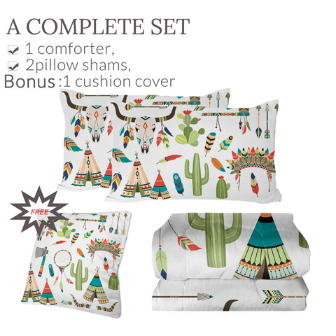 Image of 4 Pieces Dessert Tribal Themed Comforter Set - Beddingify
