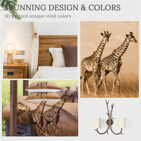 Image of 4 Pieces 3D Giraffe Couple Comforter Set - Beddingify
