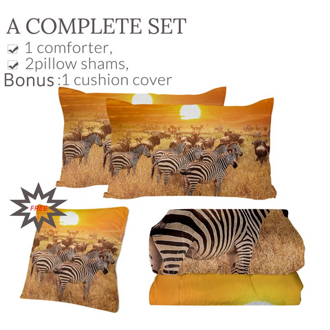 Image of 4 Pieces Animal Herds Comforter Set - Beddingify