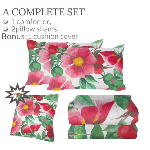 Image of 4 Pieces Watercolor Flower Comforter Set - Beddingify