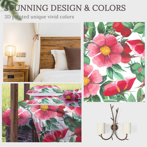 Image of 4 Pieces Watercolor Flower Comforter Set - Beddingify