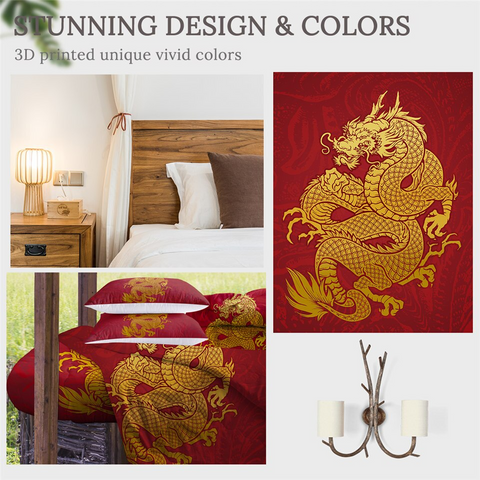 Image of 4 Pieces Almighty Dragon Comforter Set - Beddingify