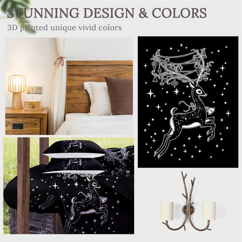 Image of 4 Pieces 3D Elegant Reindeer Starry Comforter Set - Beddingify