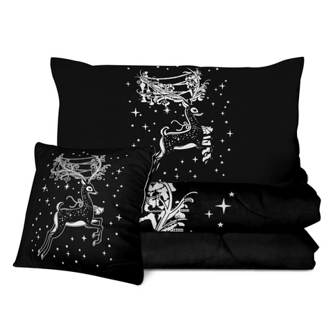 Image of 4 Pieces 3D Elegant Reindeer Starry Comforter Set - Beddingify