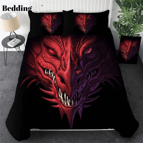 Image of Red Dragon Head Comforter Set - Beddingify