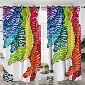 Rainbow Color Zebras 2 Panel Curtains