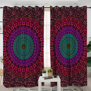 Purple Mandala Pattern 2 Panel Curtains
