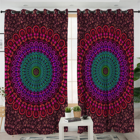 Image of Purple Mandala Pattern 2 Panel Curtains