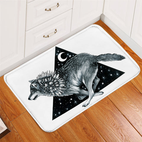 Image of B&W Crystallized Wolf Door Mat