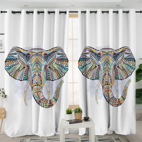 Image of Elephant Mandala 2 Panel Curtains