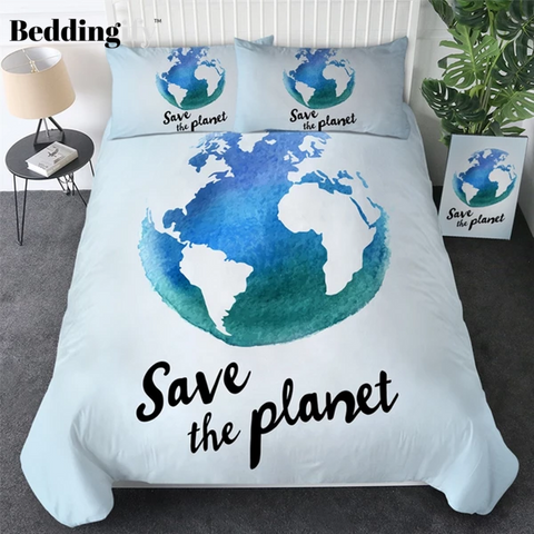 Image of Earth Save the Planet Comforter Set - Beddingify