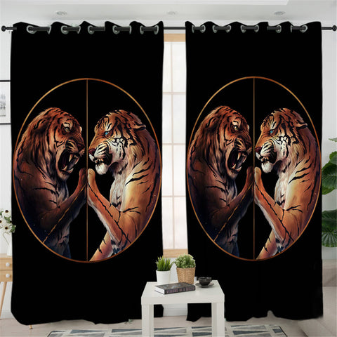 Image of Tiger Duel Black 2 Panel Curtains