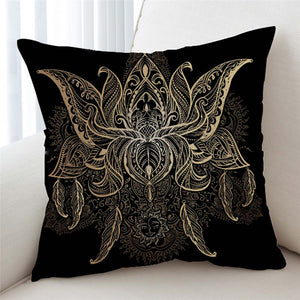 Regal Lotus Black Cushion Cover - Beddingify