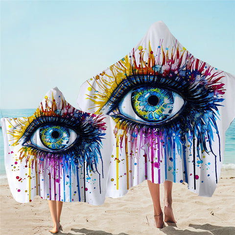 Image of Dripping Colors Eye Hooded Towel
