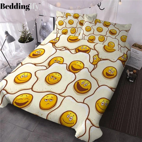 Image of Cute Fried Eggs Comforter Set - Beddingify