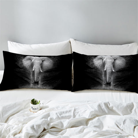 Image of 3D Elephant B&W Pillowcase