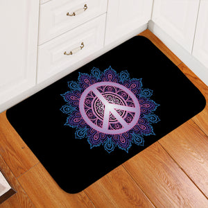 Peace Mandala Black Door Mat