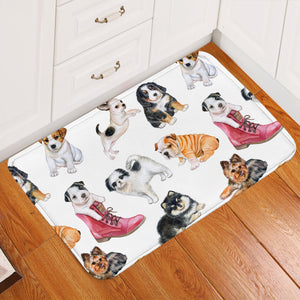 Puppy Family White Door Mat