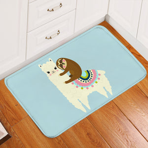 Llamasloth Light Blue Door Mat