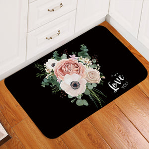 Love You Rose Bouquet Door Mat