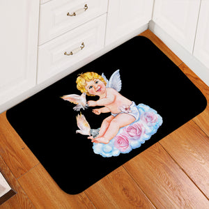 Cute Cherub Black Door Mat