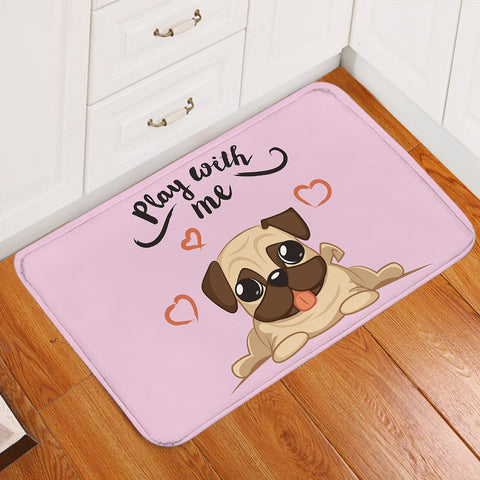 Image of Cute Pug Pink Door Mat