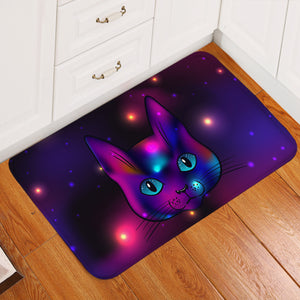 Space Cat Purplish Door Mat